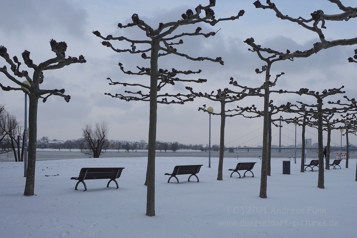 Düsseldorf Schnee Hochwasser 8.2.2021